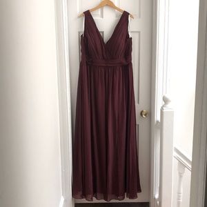 Revelry Kiera Chiffon Dress in Cabernet: Unaltered Bridesmaid Size 18